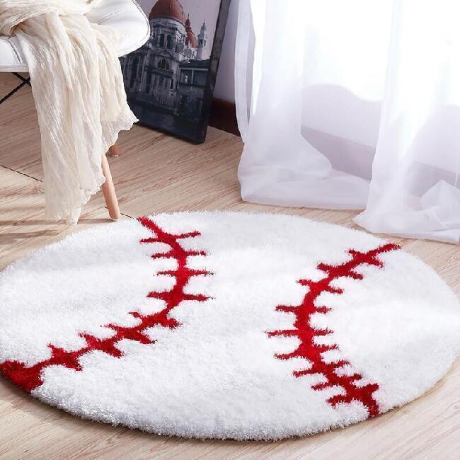 baseball shape rug